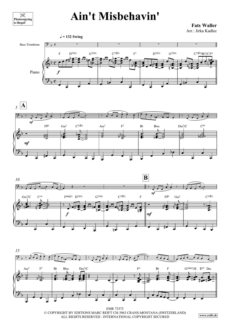 Ain't Misbehavin' Ain't Misbehavin' Bass Trombone scores gallery preview page 3