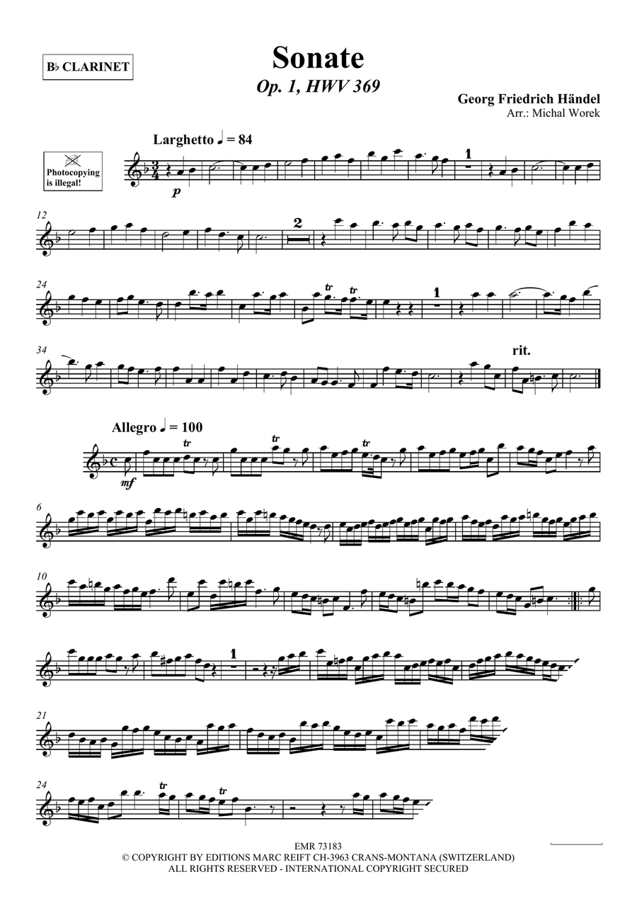 Sonate Sonate Clarinet Solo scores gallery preview page 3