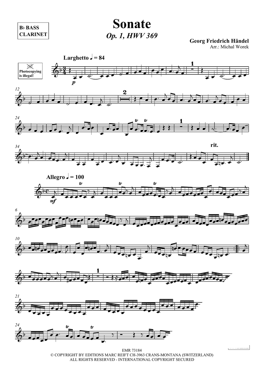 Sonate Sonate Bass Clarinet scores gallery preview page 3