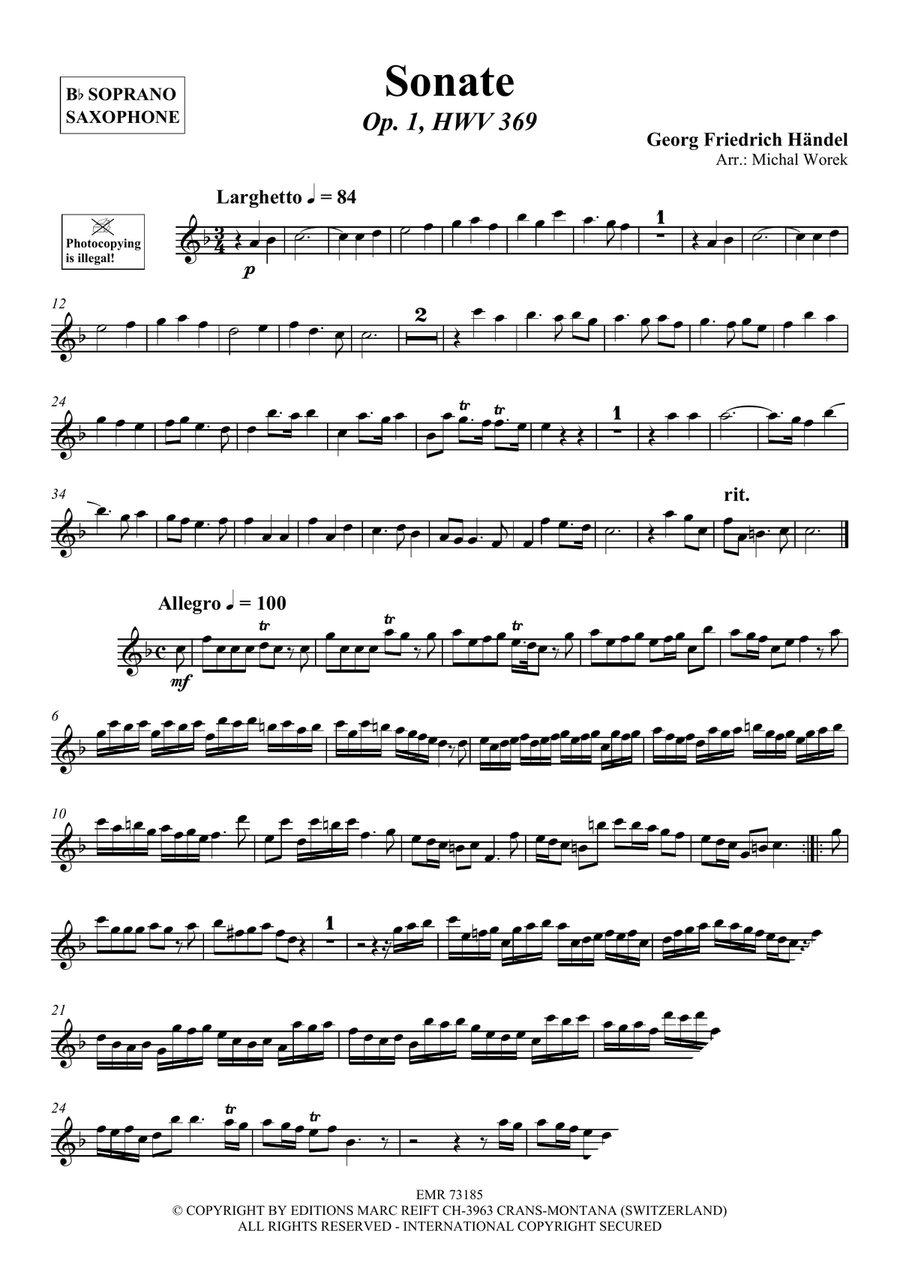 Sonate Sonate Soprano Saxophone scores gallery preview page 3
