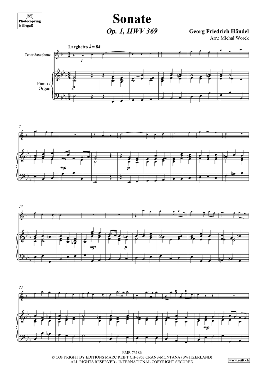 Sonate Sonate Tenor Saxophone scores gallery preview page 4