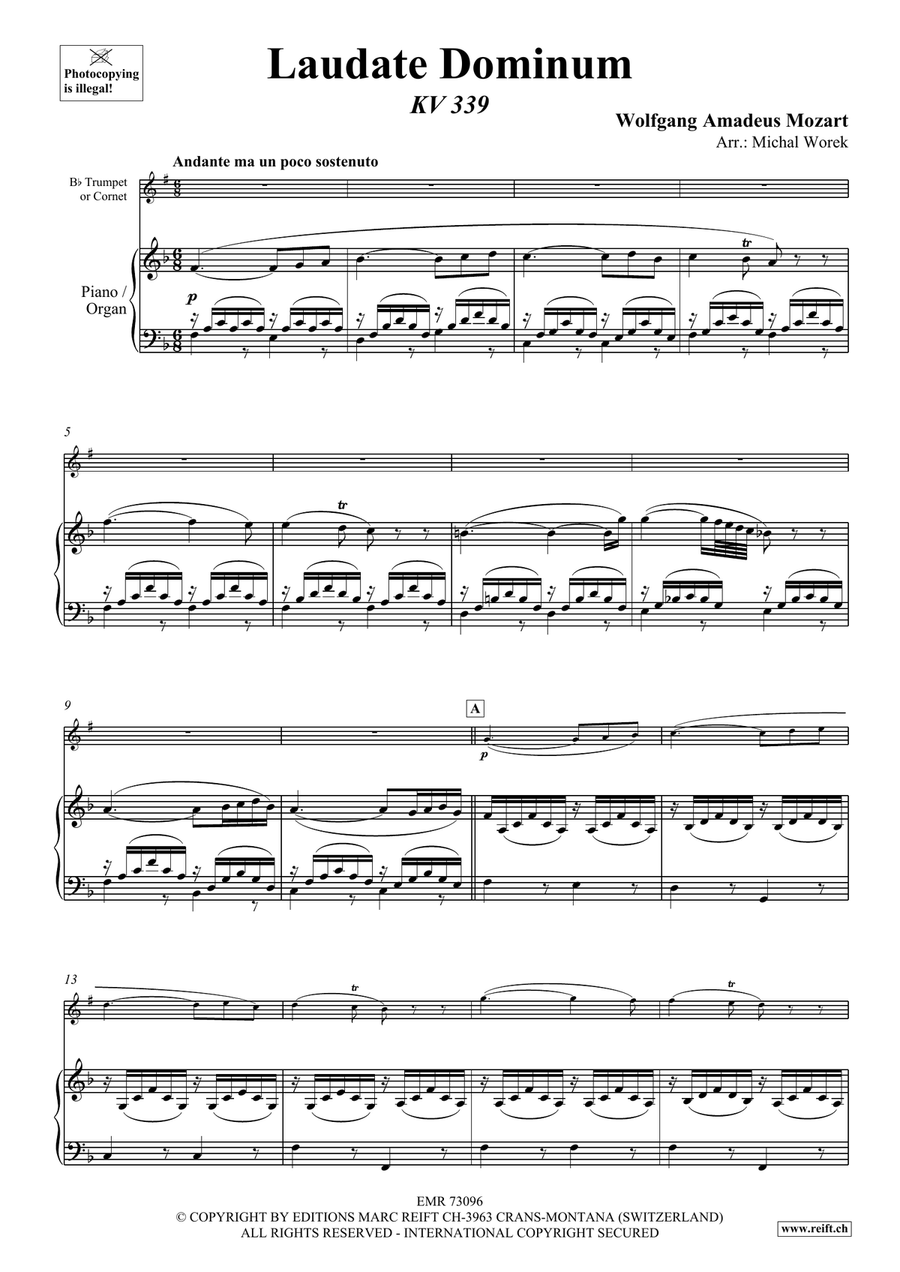Laudate Dominum by Wolfgang Amadeus Mozart Cornet - Sheet Music page 3
