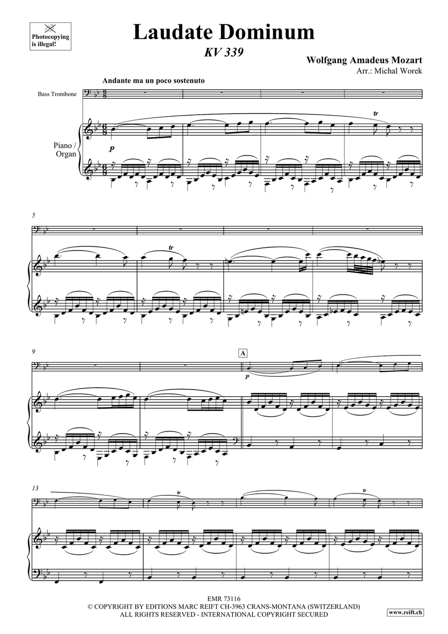 Laudate Dominum by Wolfgang Amadeus Mozart Trombone - Sheet Music page 3