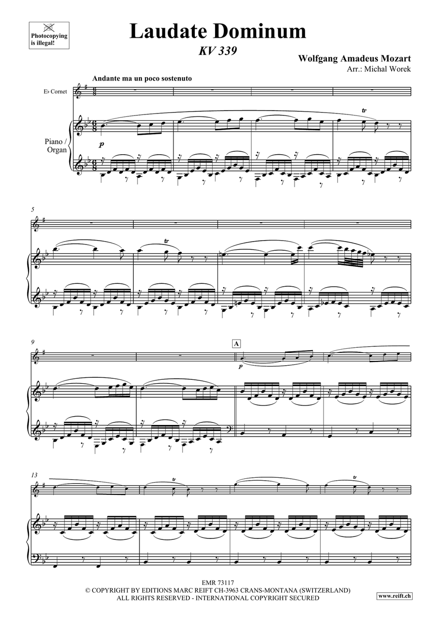 Laudate Dominum by Wolfgang Amadeus Mozart Cornet - Sheet Music page 3