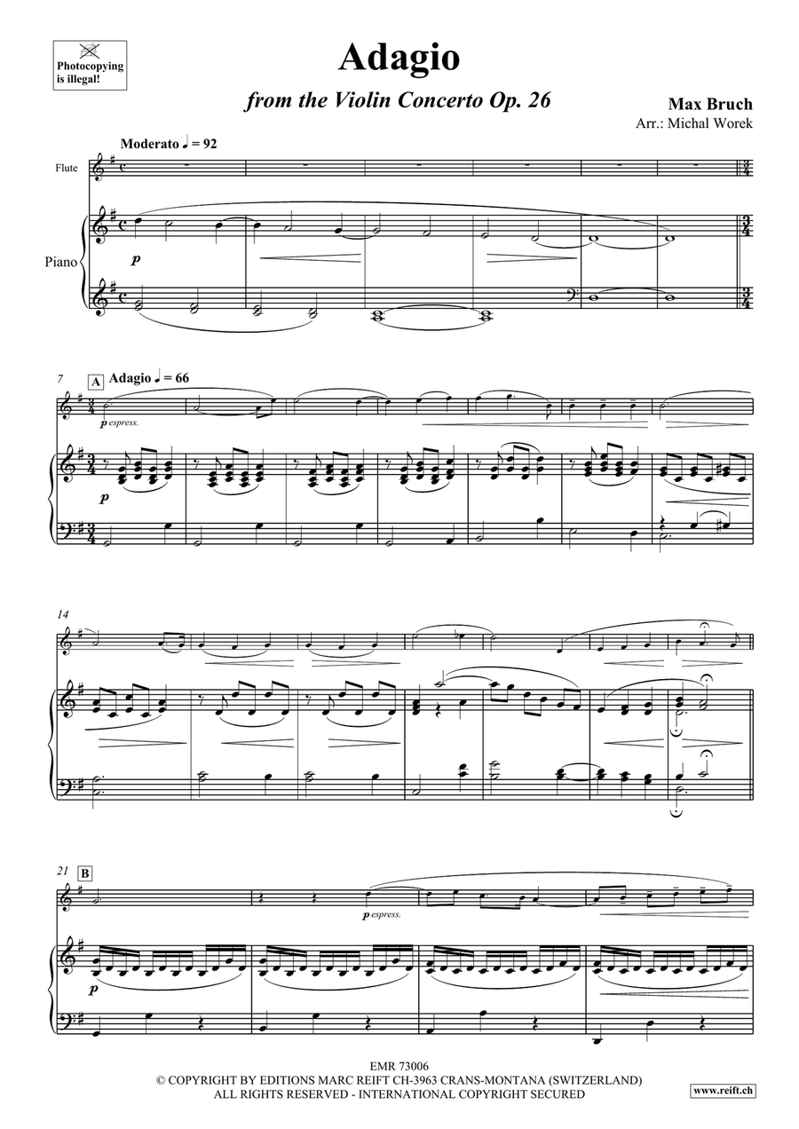 Adagio by Max Bruch Flute Solo - Sheet Music page 3