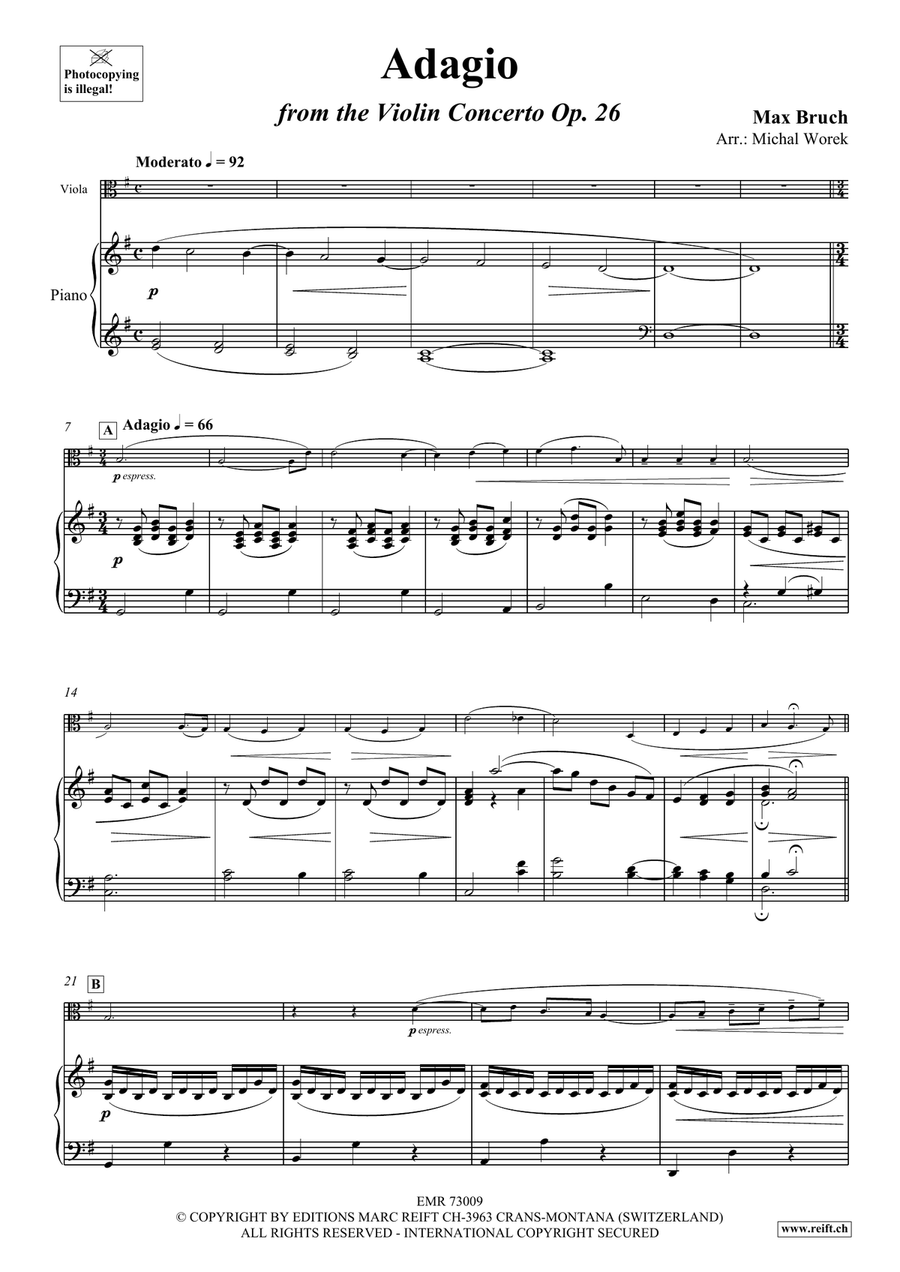 Adagio by Max Bruch Piano Accompaniment - Sheet Music page 3