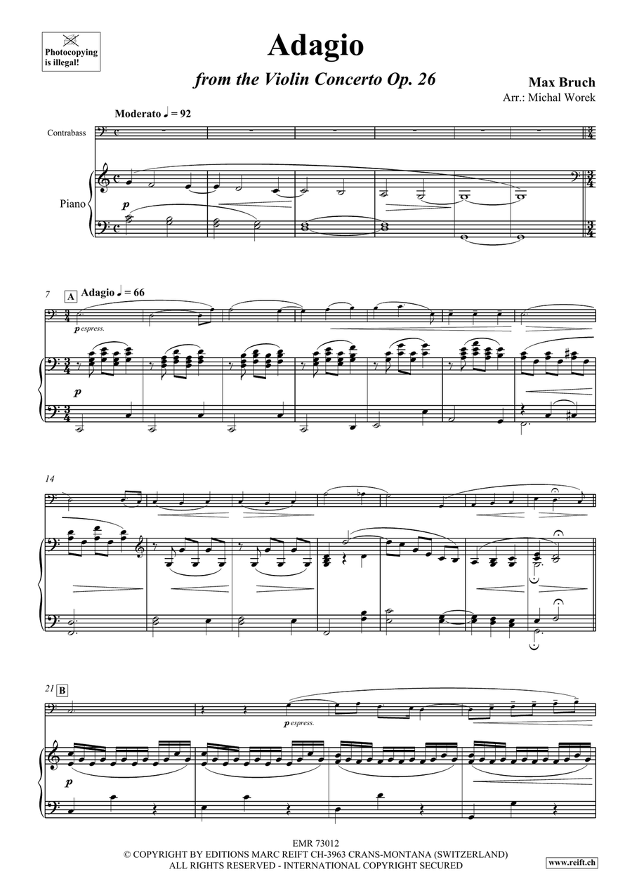Adagio by Max Bruch Double Bass - Sheet Music page 3
