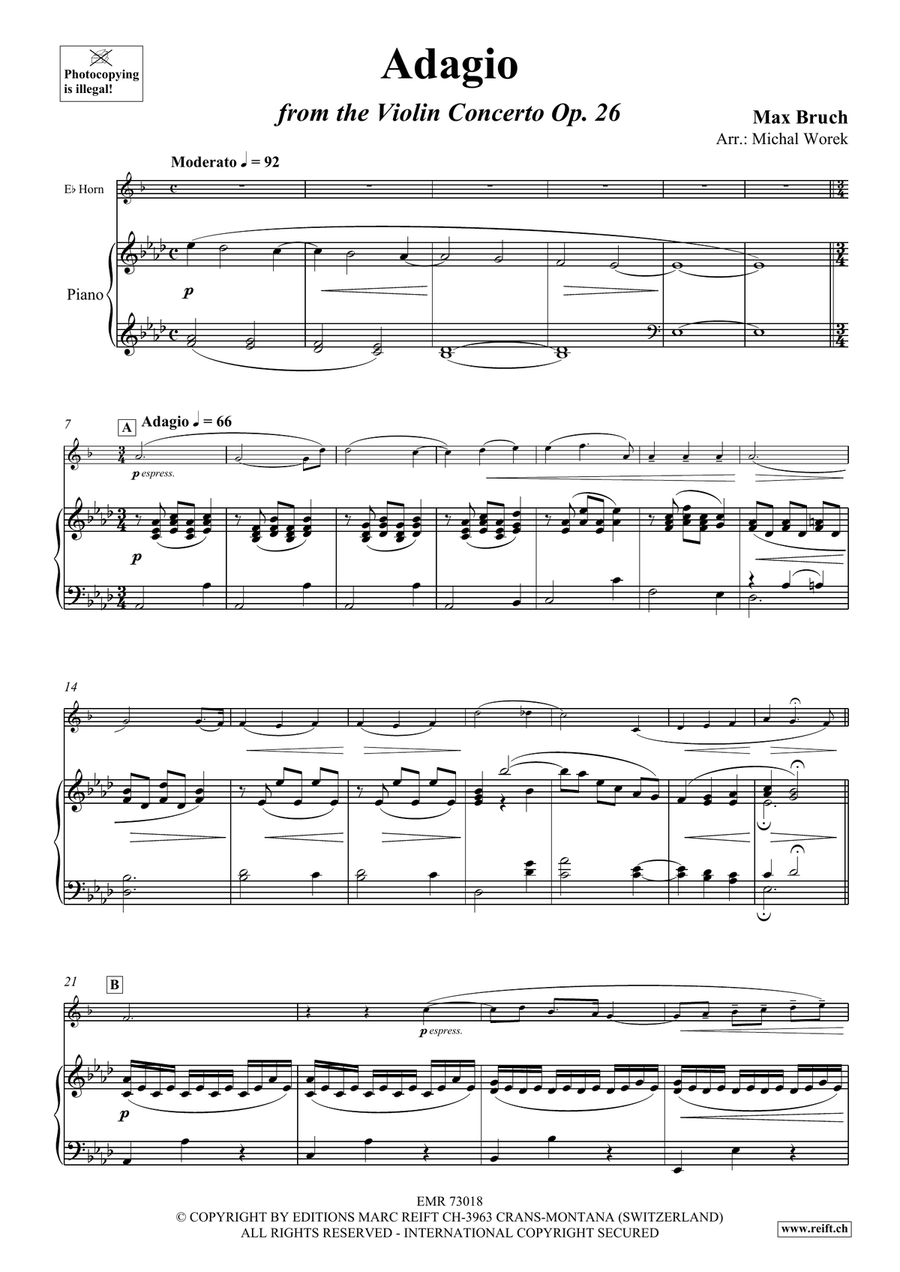 Adagio by Max Bruch Horn - Sheet Music page 3