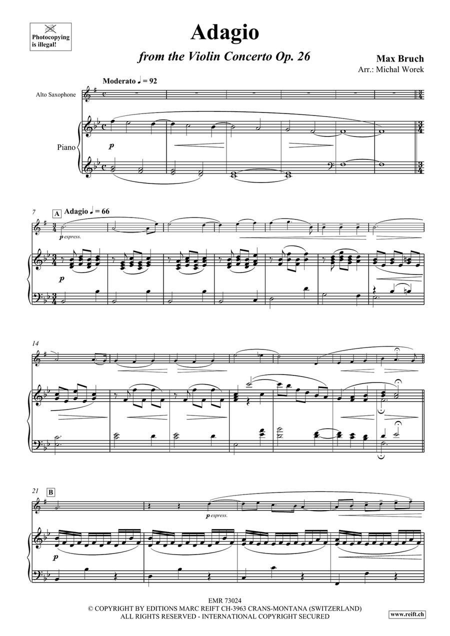 Adagio by Max Bruch Alto Saxophone - Sheet Music page 3