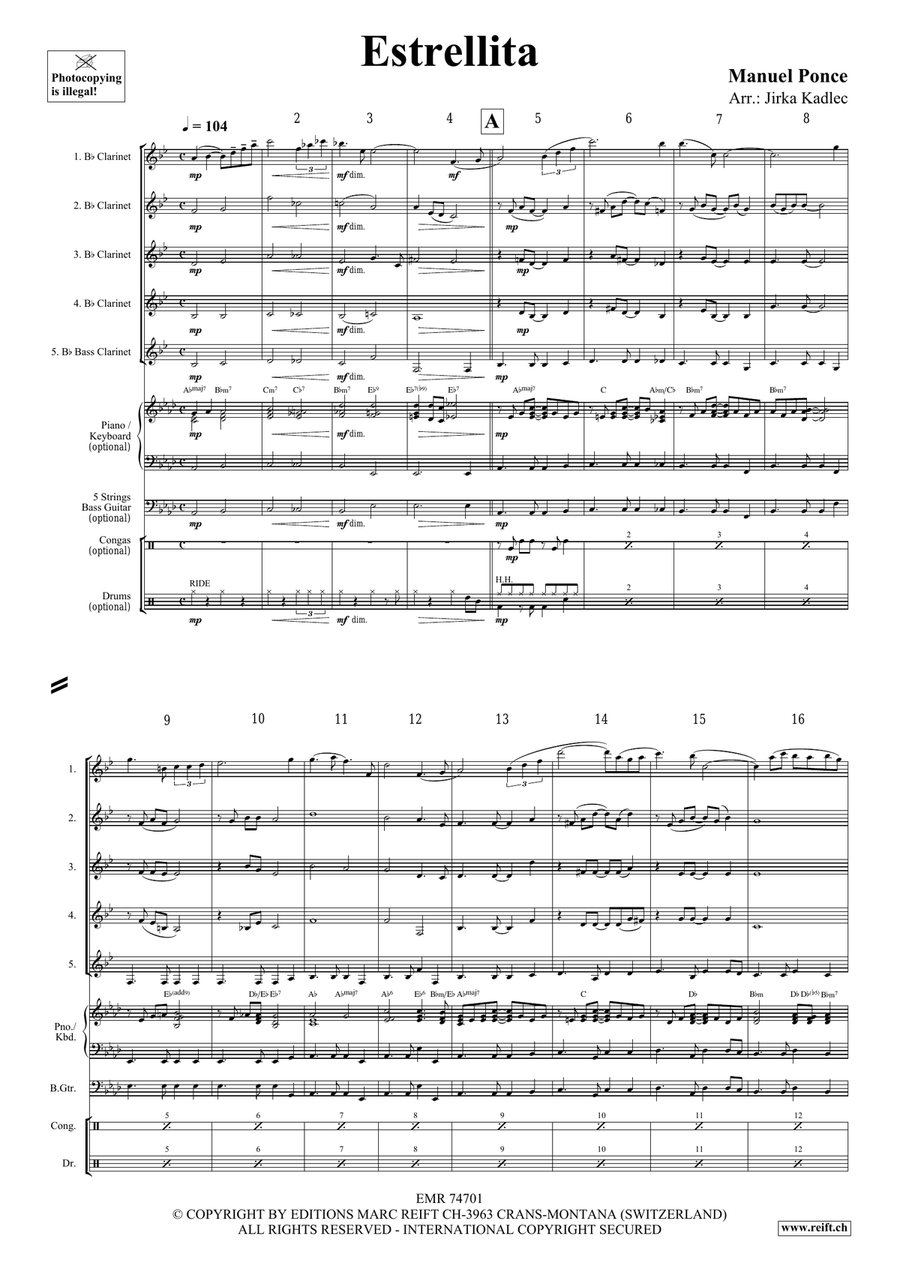 Estrellita Estrellita Clarinet Quintet scores gallery preview page 3