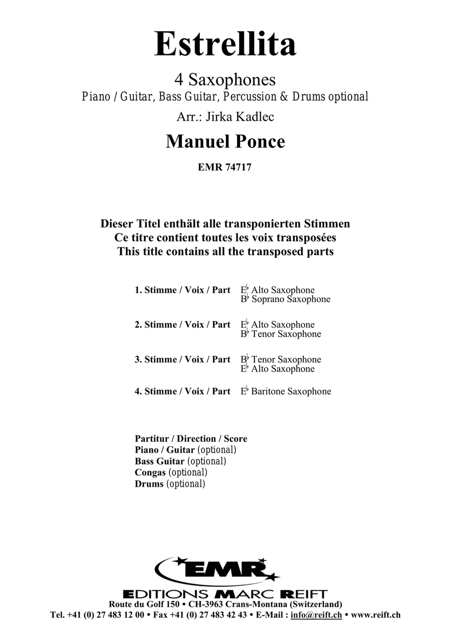 Estrellita Estrellita Saxophone Quartet scores gallery preview page 2