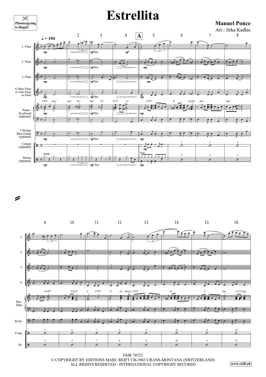 Estrellita Estrellita Flute Quartet scores gallery preview page 3