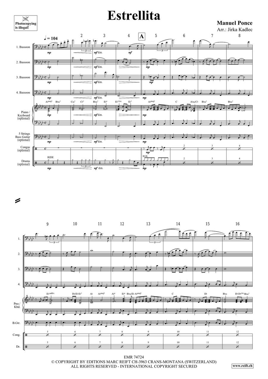 Estrellita Estrellita Bassoon Quartet scores gallery preview page 3