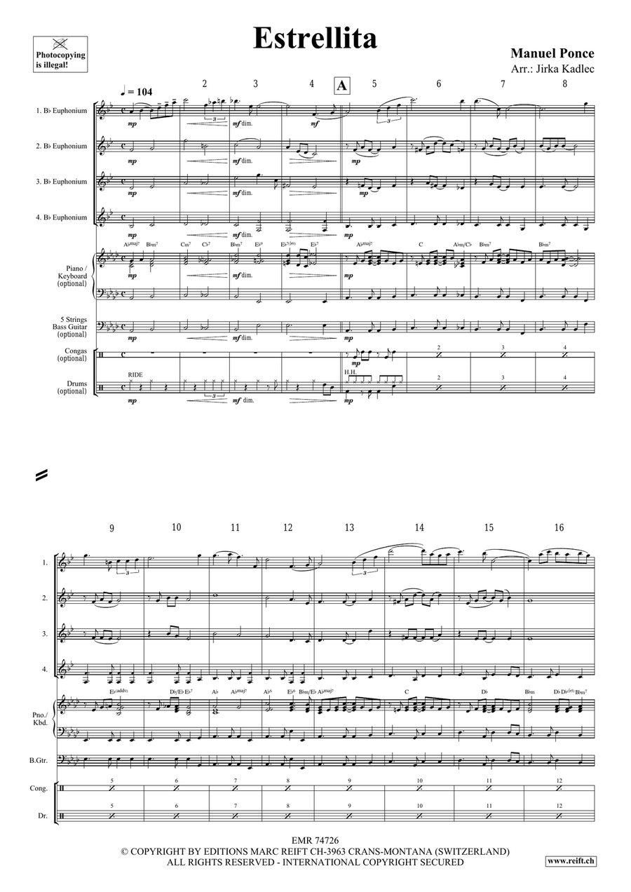 Estrellita Euphonium Quartet scores gallery preview page 3