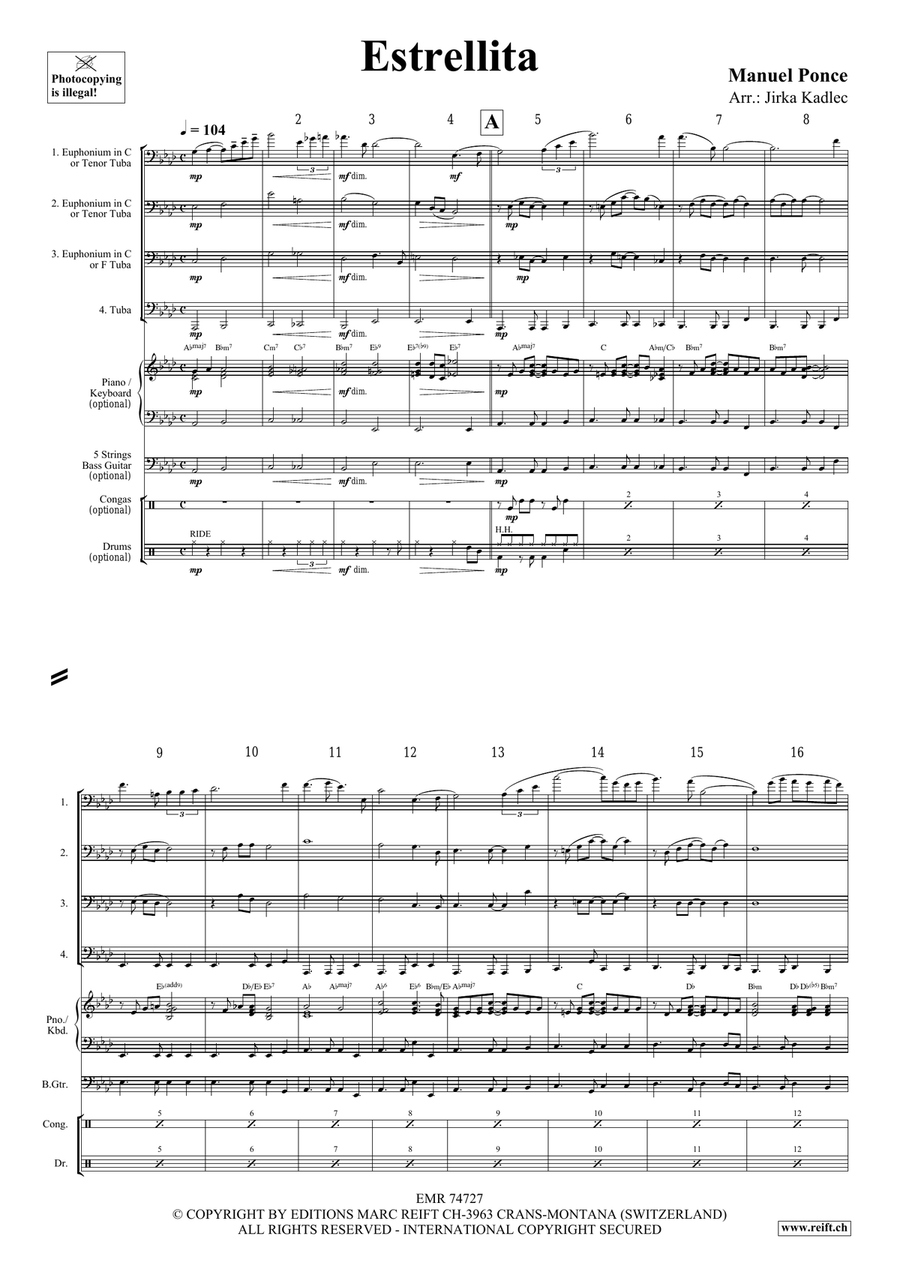 Estrellita Estrellita Tuba Quartet scores gallery preview page 3