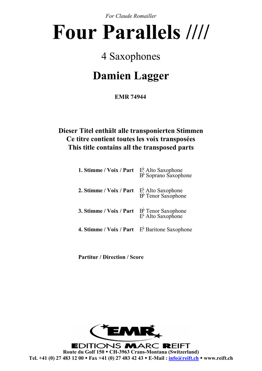 Four Parallels Four Parallels Saxophone Quartet scores gallery preview page 2