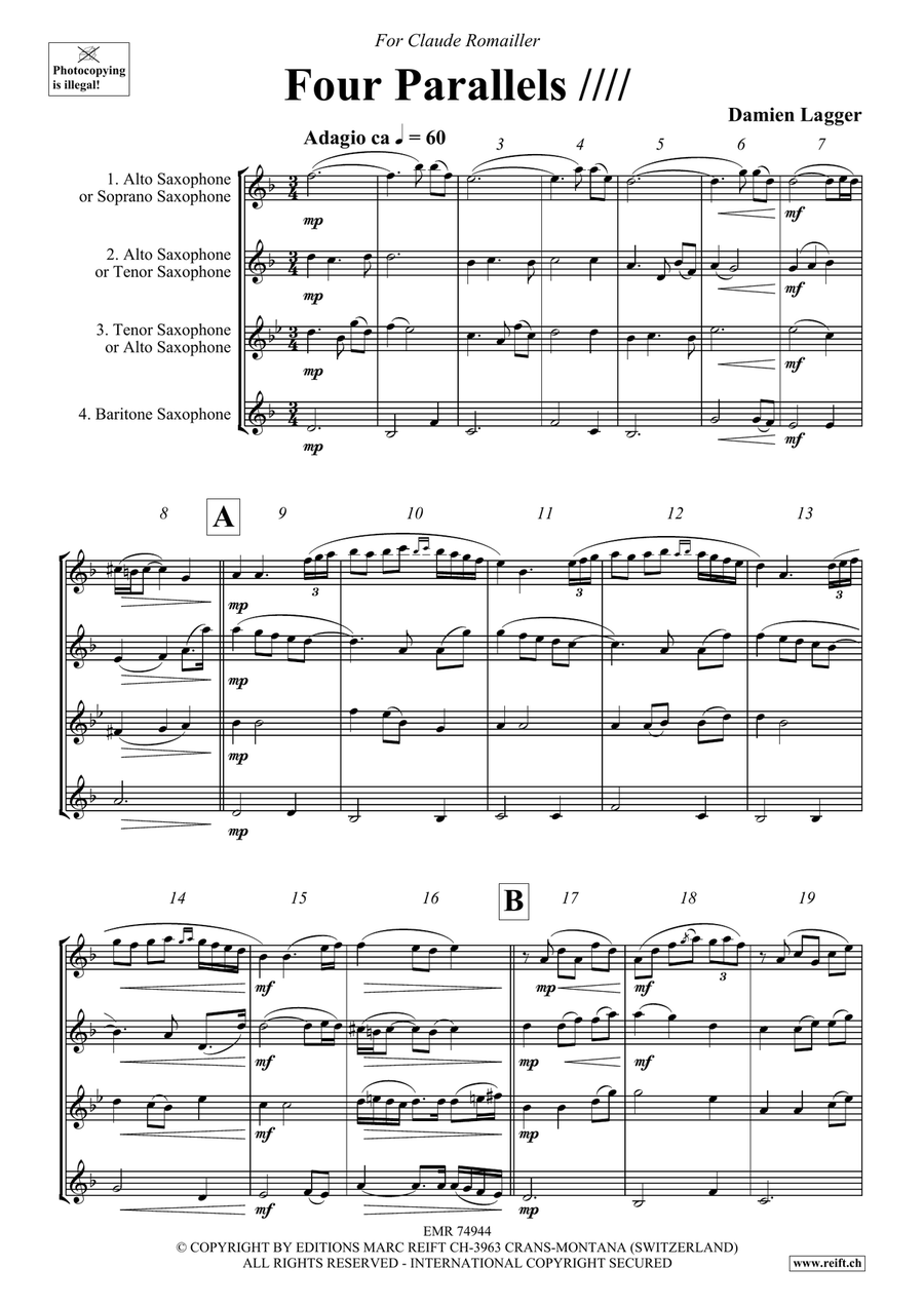 Four Parallels Four Parallels Saxophone Quartet scores gallery preview page 4