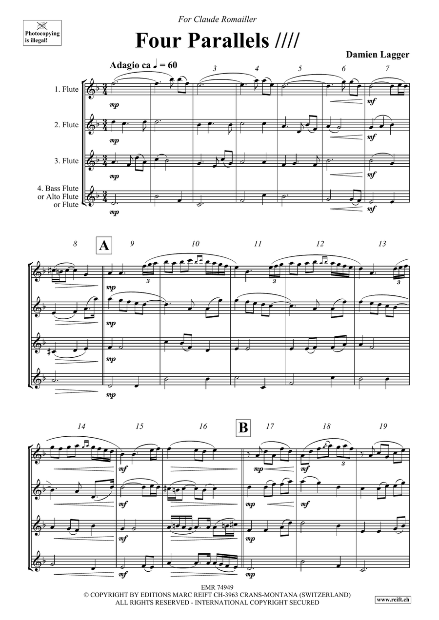 Four Parallels Four Parallels Flute Quartet scores gallery preview page 4