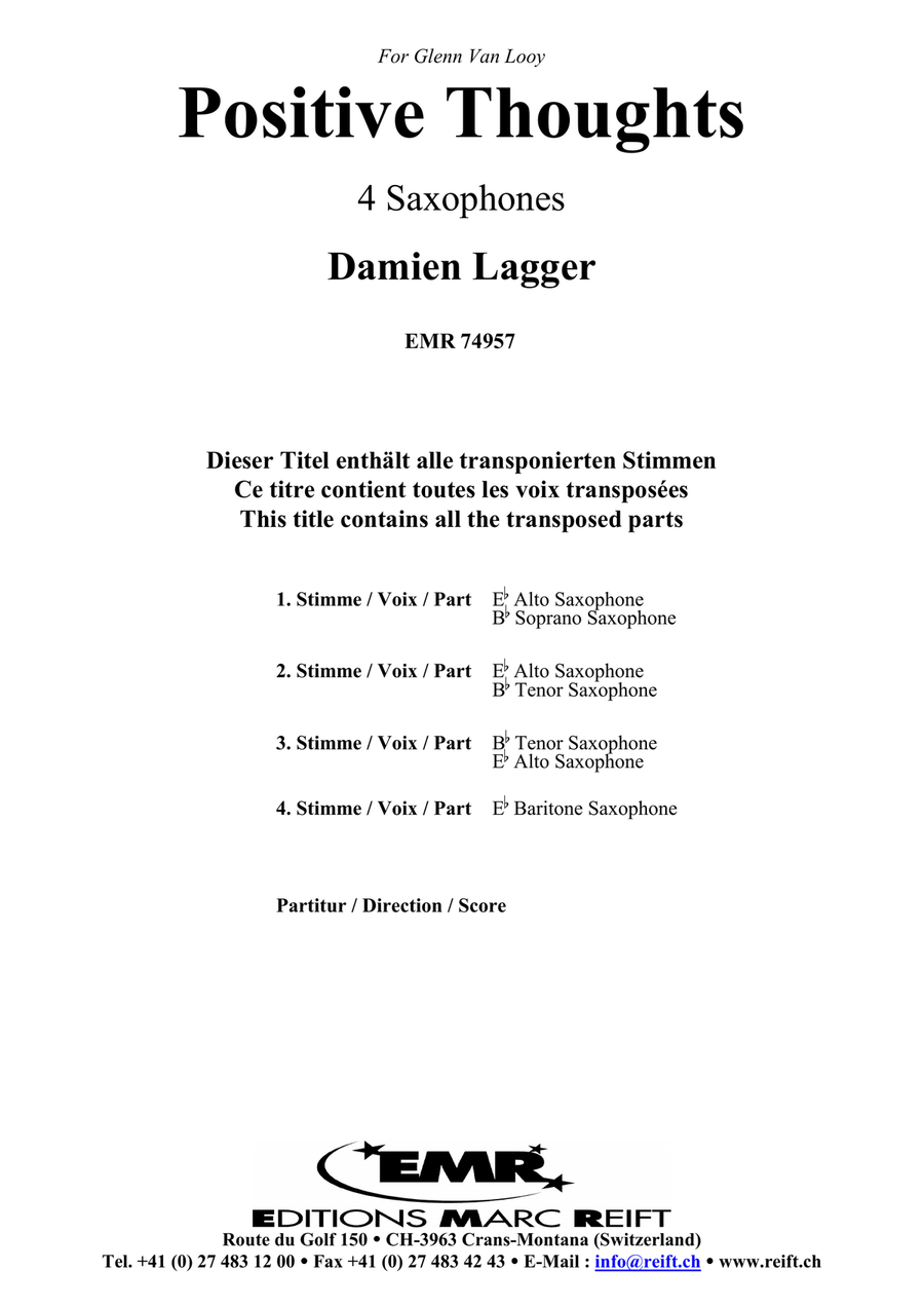 Positive Thoughts Positive Thoughts Saxophone Quartet scores gallery preview page 2