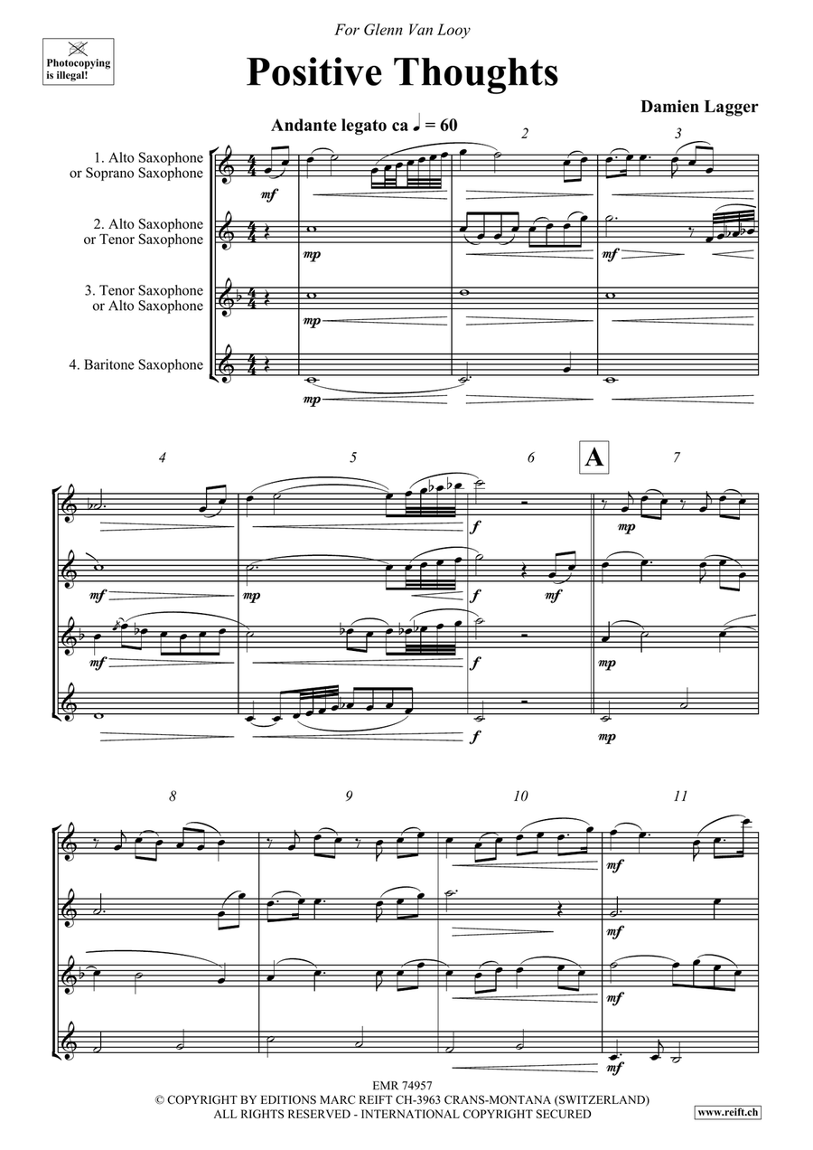 Positive Thoughts Positive Thoughts Saxophone Quartet scores gallery preview page 4