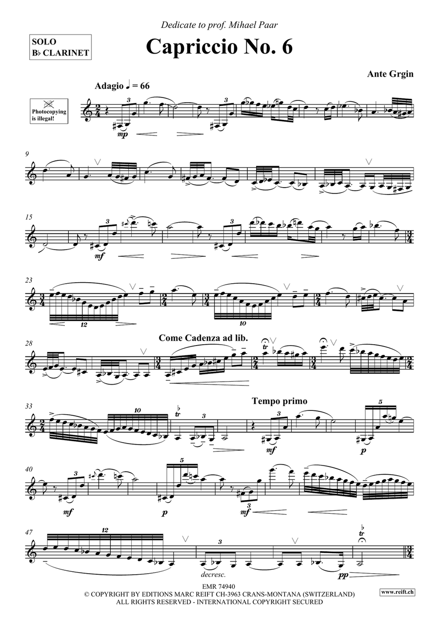 Capriccio No. 6 Capriccio No. 6 Clarinet Solo scores gallery preview page 4
