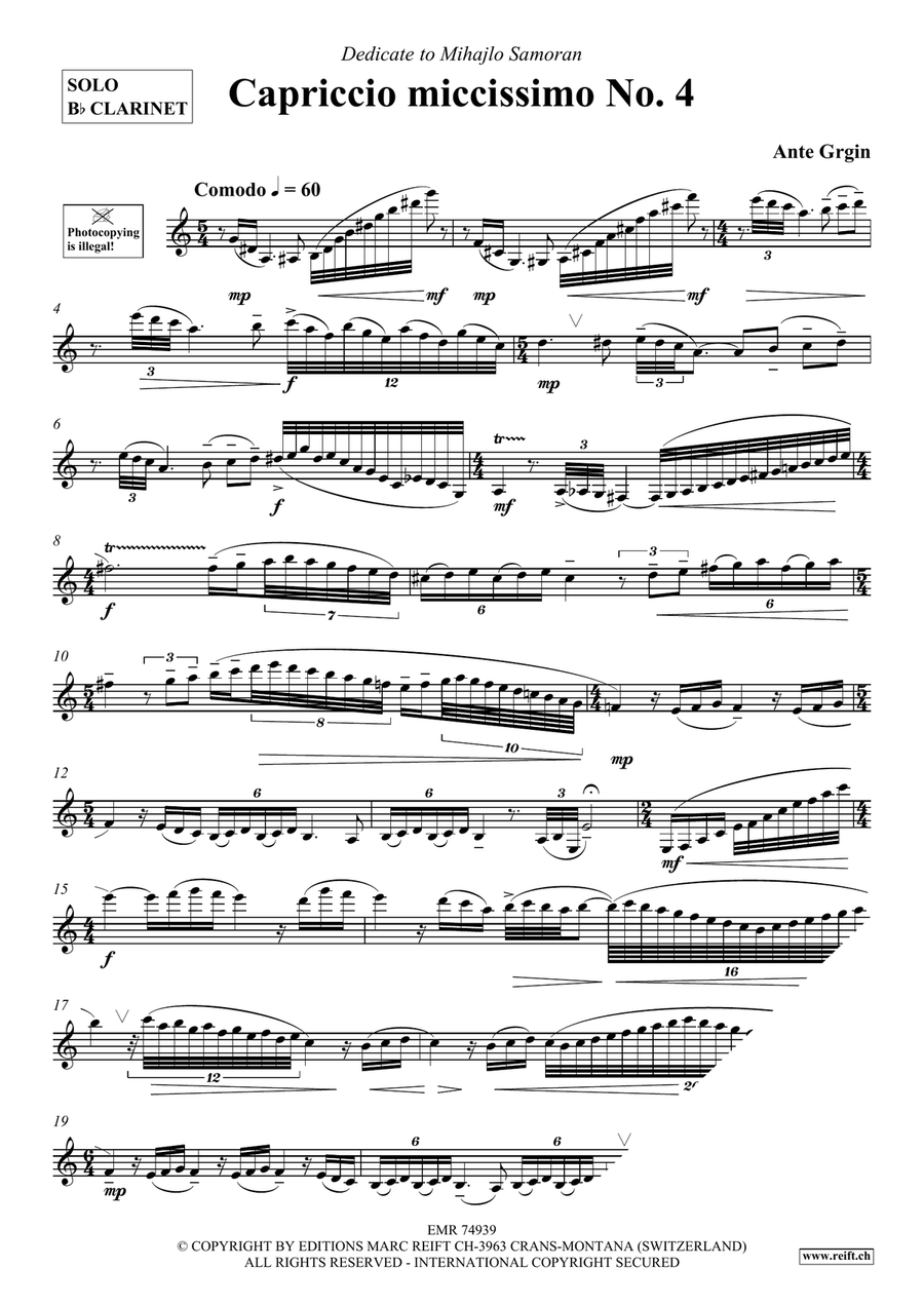 Capriccio miccissimo No. 4 Clarinet Solo scores gallery preview page 4