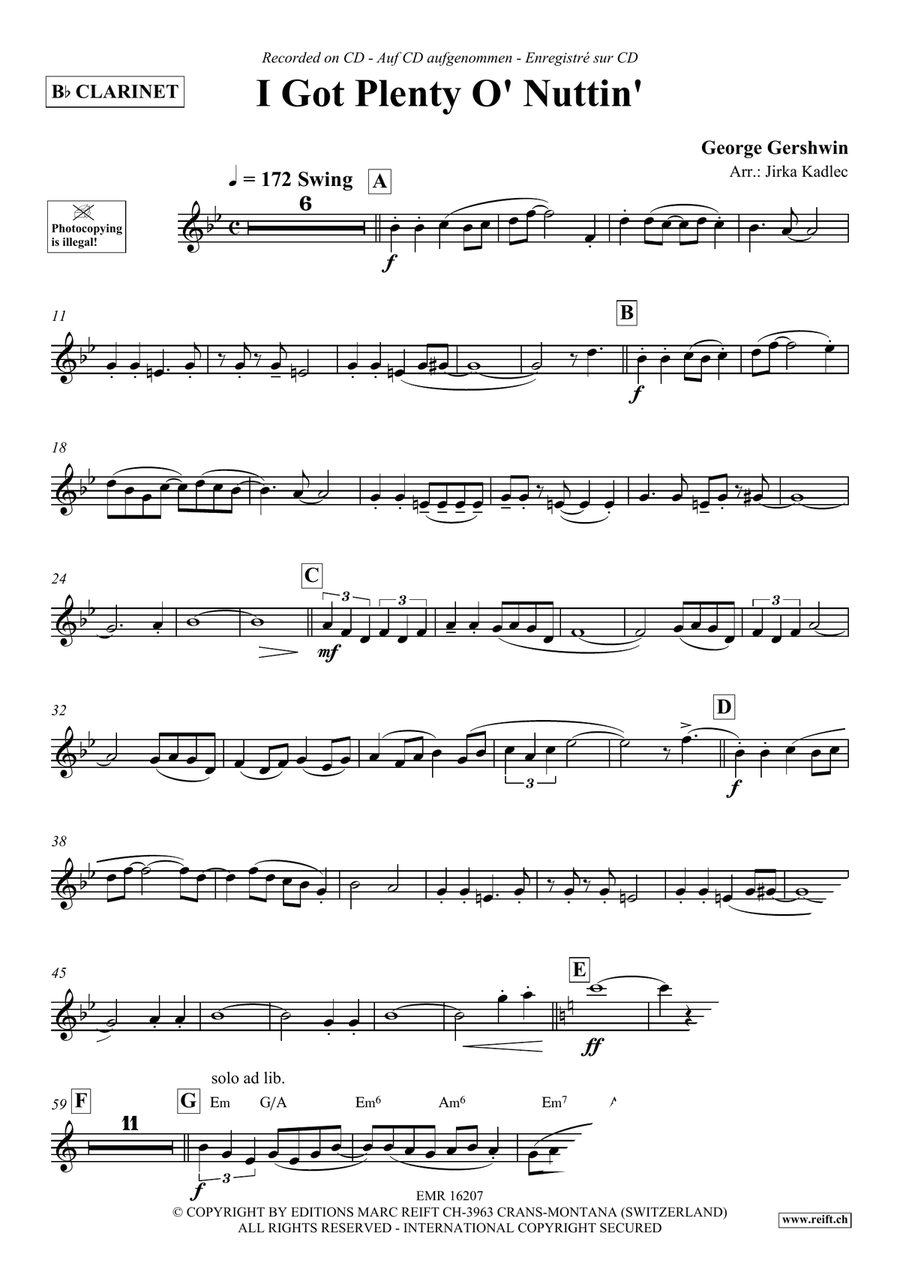 I Got Plenty O' Nuttin' I Got Plenty O' Nuttin' Clarinet Solo scores gallery preview page 4