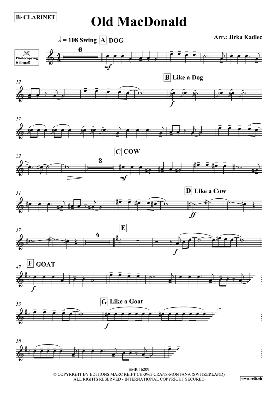 Old MacDonald Old MacDonald Clarinet Solo scores gallery preview page 4