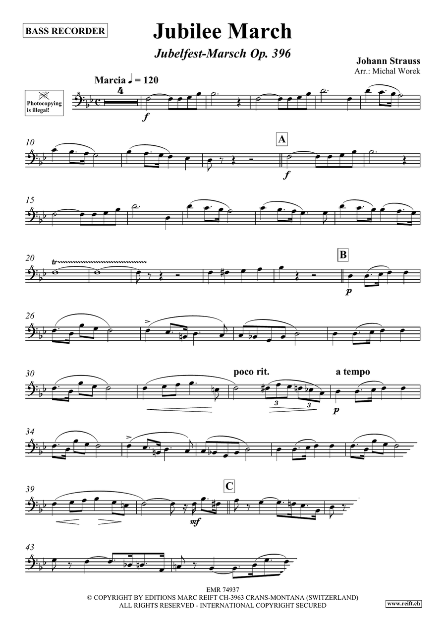 Jubilee March Jubilee March Bass Recorder scores gallery preview page 3