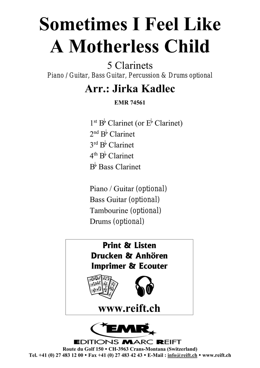 Sometimes I Feel Like A Motherless Child Clarinet Quintet scores gallery preview page 2