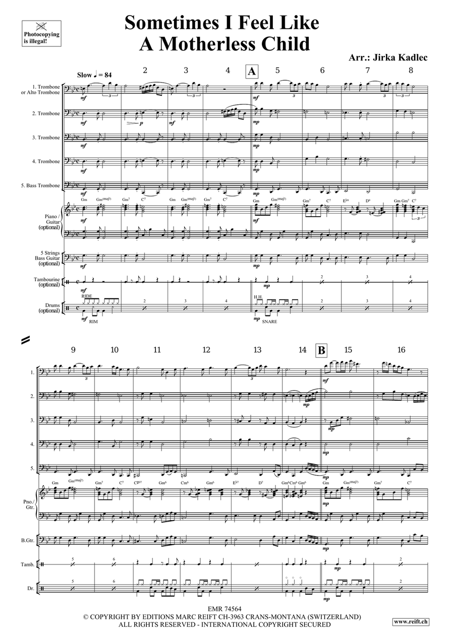 Sometimes I Feel Like A Motherless Child Trombone scores gallery preview page 3