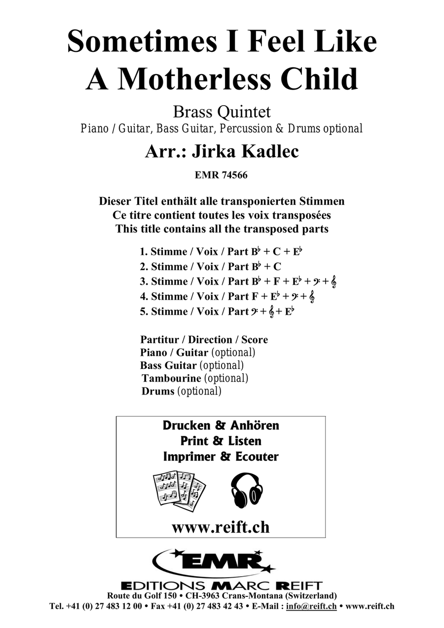 Sometimes I Feel Like A Motherless Child Brass Quintet scores gallery preview page 2