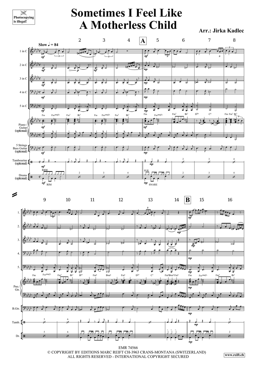 Sometimes I Feel Like A Motherless Child Brass Quintet scores gallery preview page 3