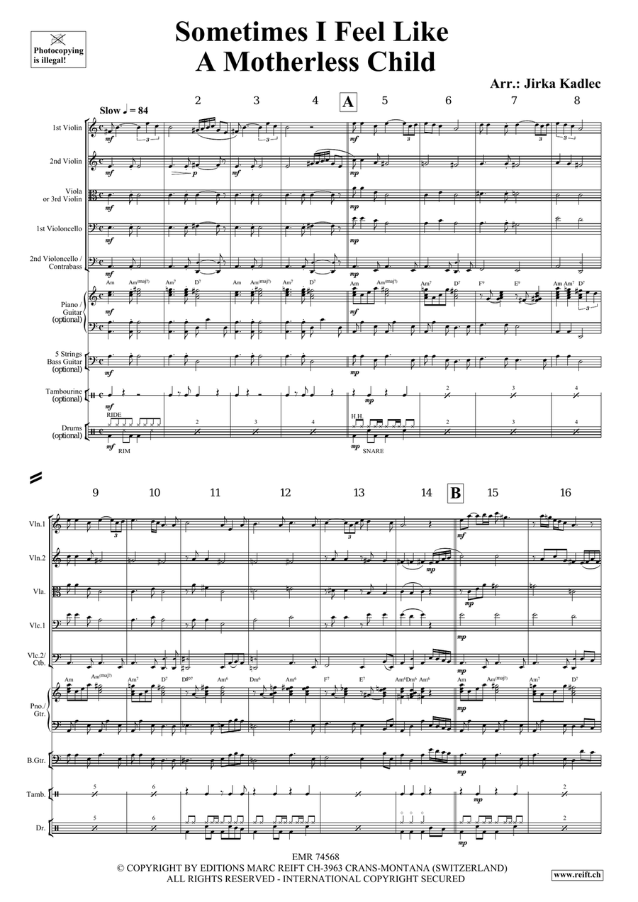 Sometimes I Feel Like A Motherless Child String Orchestra scores gallery preview page 3