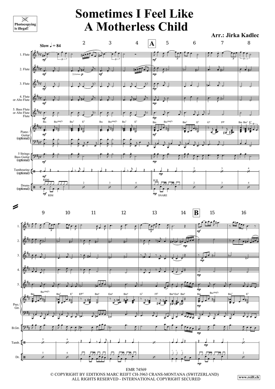 Sometimes I Feel Like A Motherless Child Flute scores gallery preview page 3