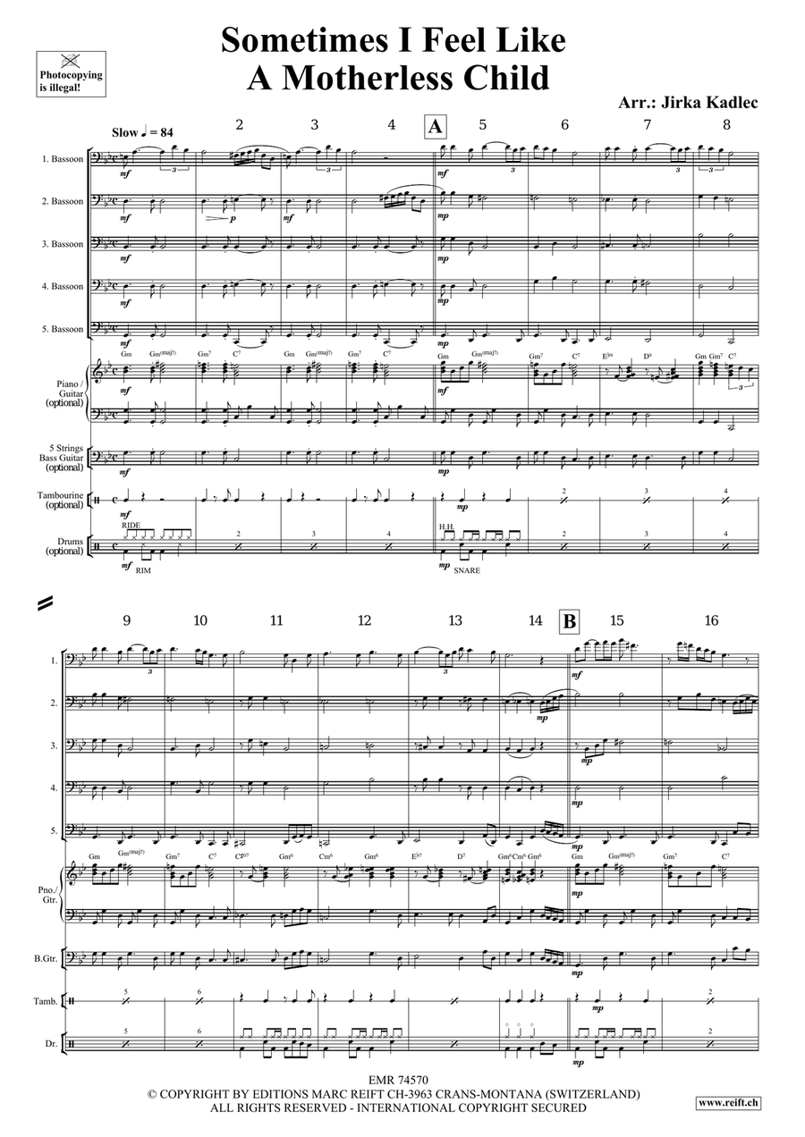 Sometimes I Feel Like A Motherless Child Bassoon scores gallery preview page 3