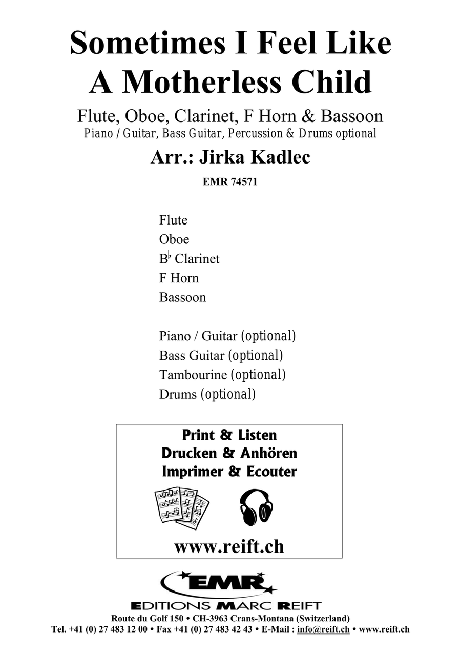 Sometimes I Feel Like A Motherless Child Woodwind Quintet scores gallery preview page 2