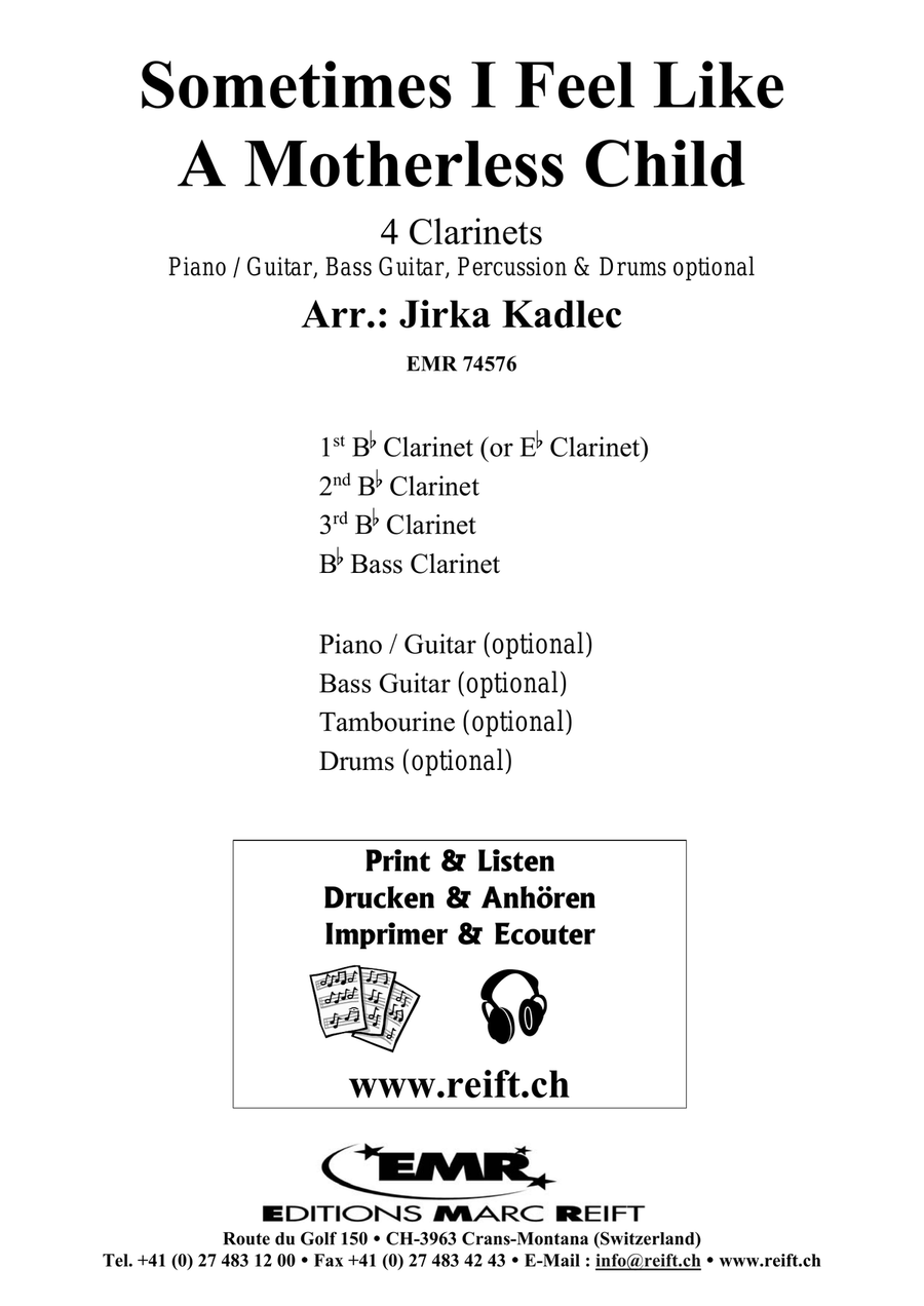 Sometimes I Feel Like A Motherless Child Clarinet Quartet scores gallery preview page 2