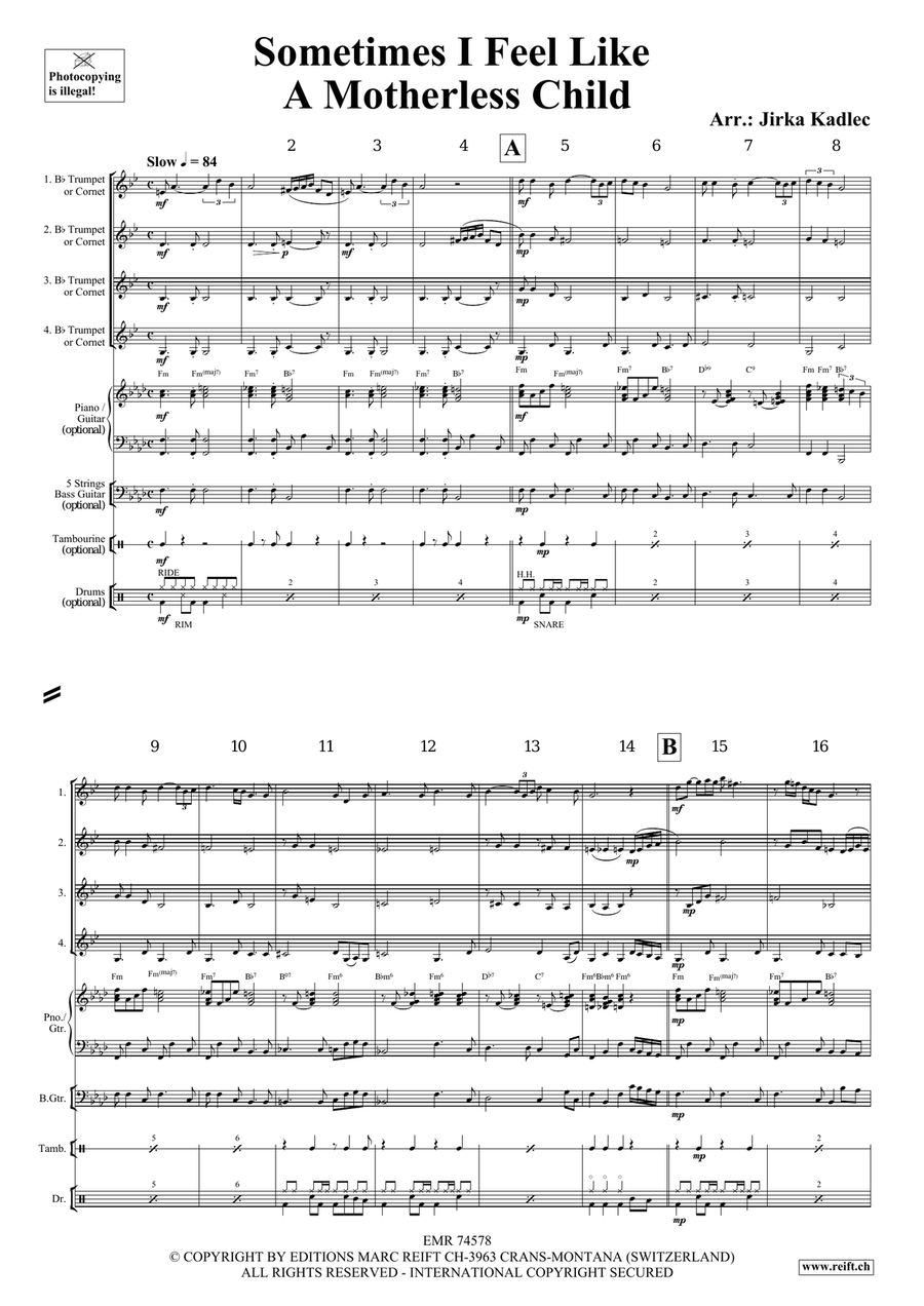 Sometimes I Feel Like A Motherless Child Cornet scores gallery preview page 3