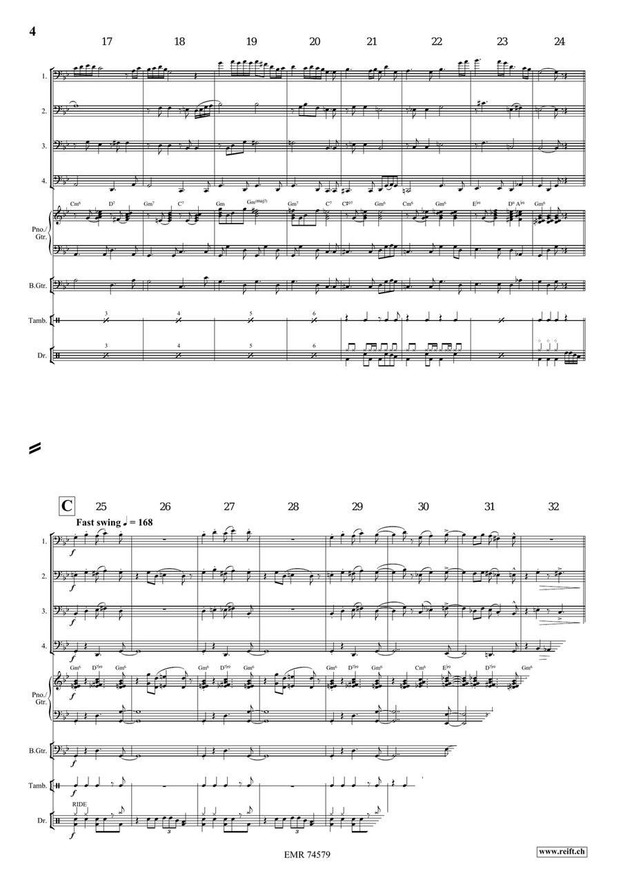 Sometimes I Feel Like A Motherless Child Trombone Quartet scores gallery preview page 4