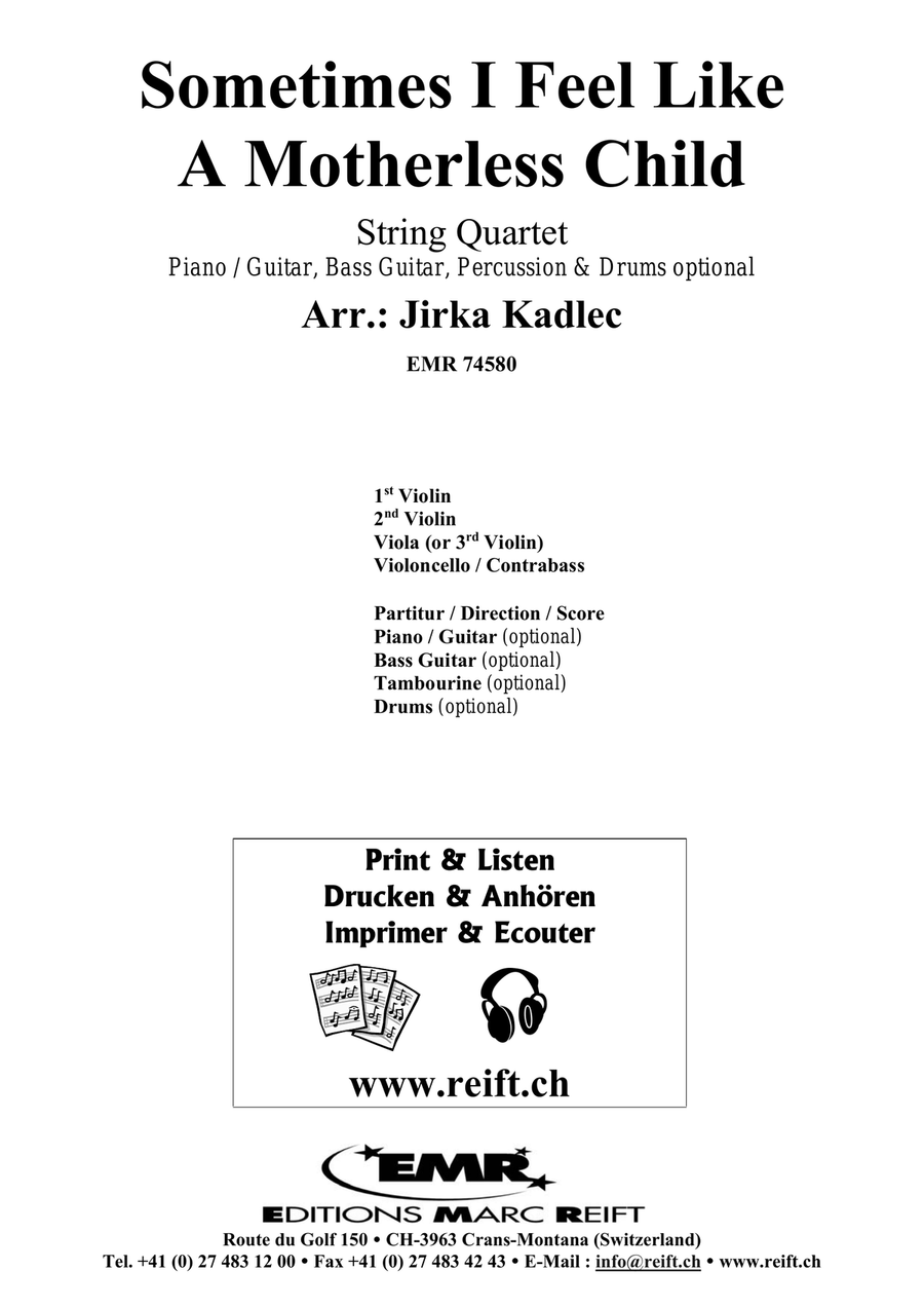Sometimes I Feel Like A Motherless Child String Quartet scores gallery preview page 2