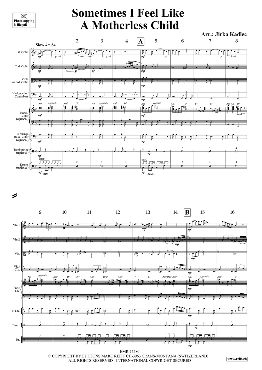 Sometimes I Feel Like A Motherless Child String Quartet scores gallery preview page 3