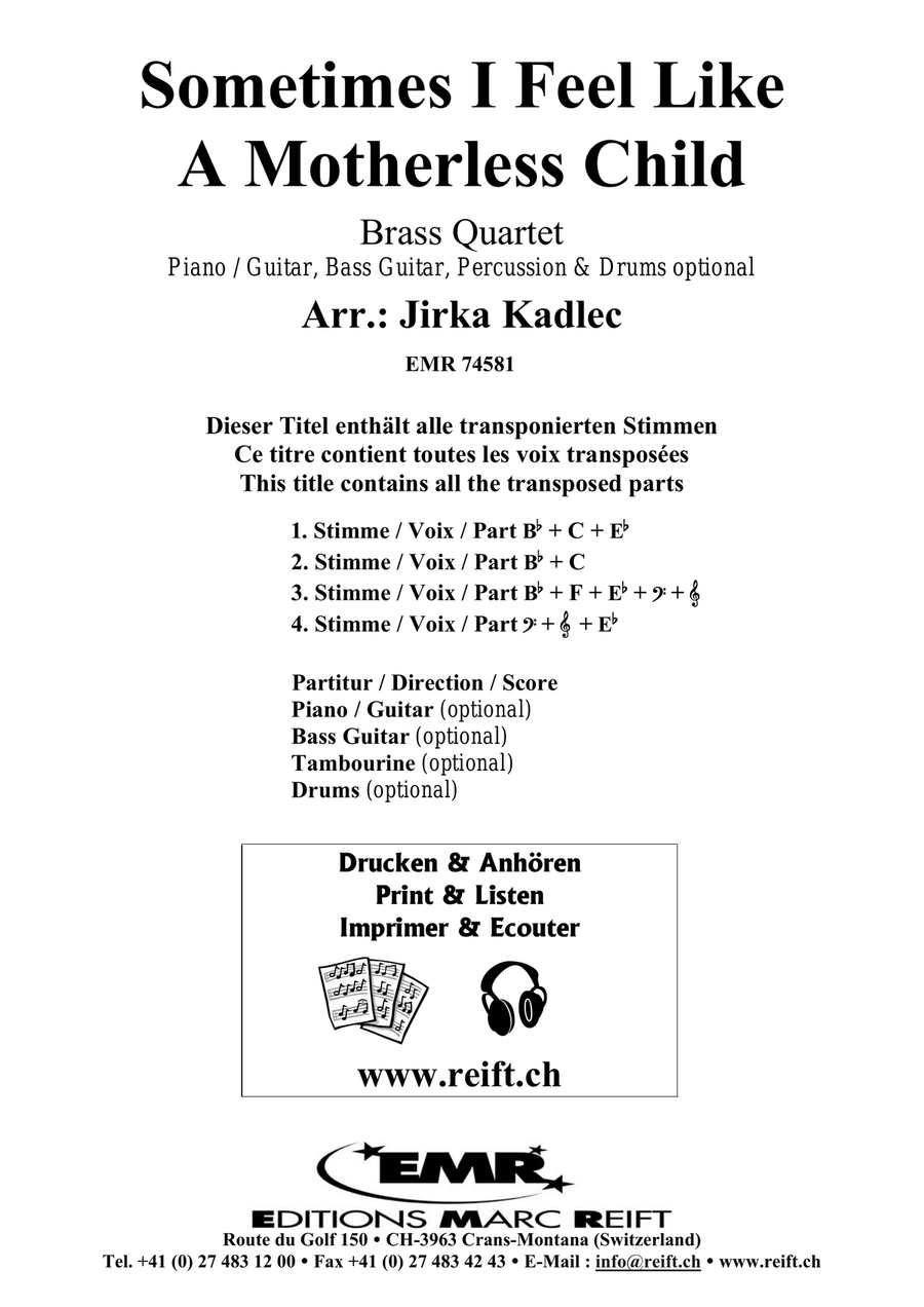 Sometimes I Feel Like A Motherless Child Brass Quartet scores gallery preview page 2