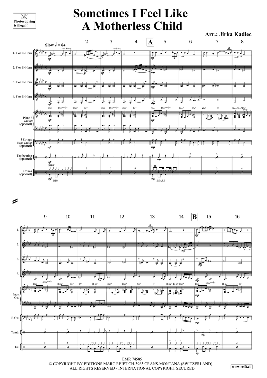 Sometimes I Feel Like A Motherless Child Horn scores gallery preview page 3