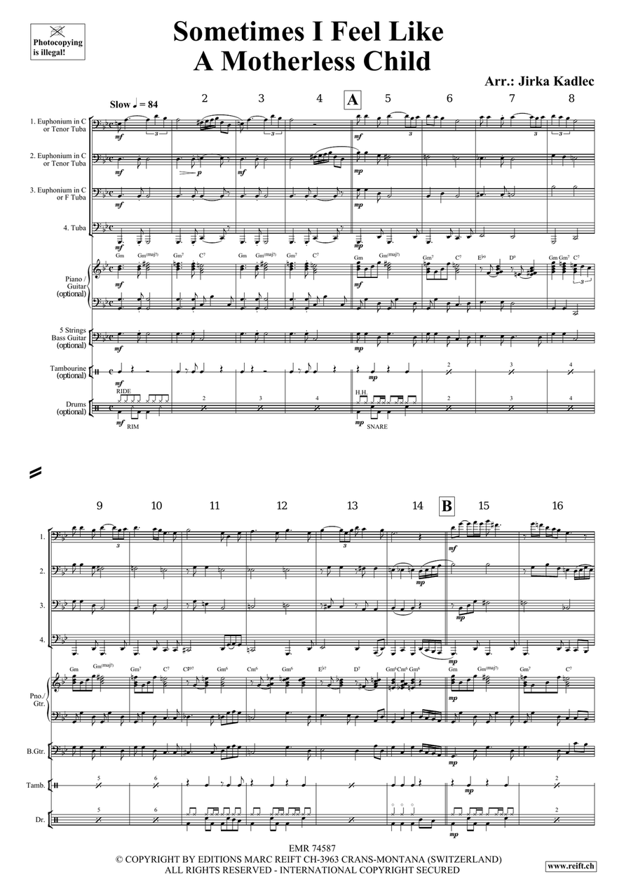 Sometimes I Feel Like A Motherless Child Tuba Quartet scores gallery preview page 3