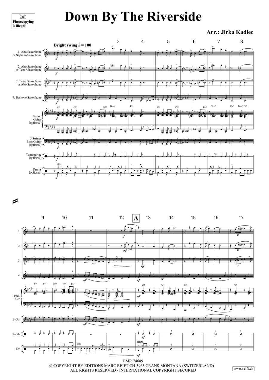 Down By The Riverside Down By The Riverside Saxophone Quartet scores gallery preview page 3