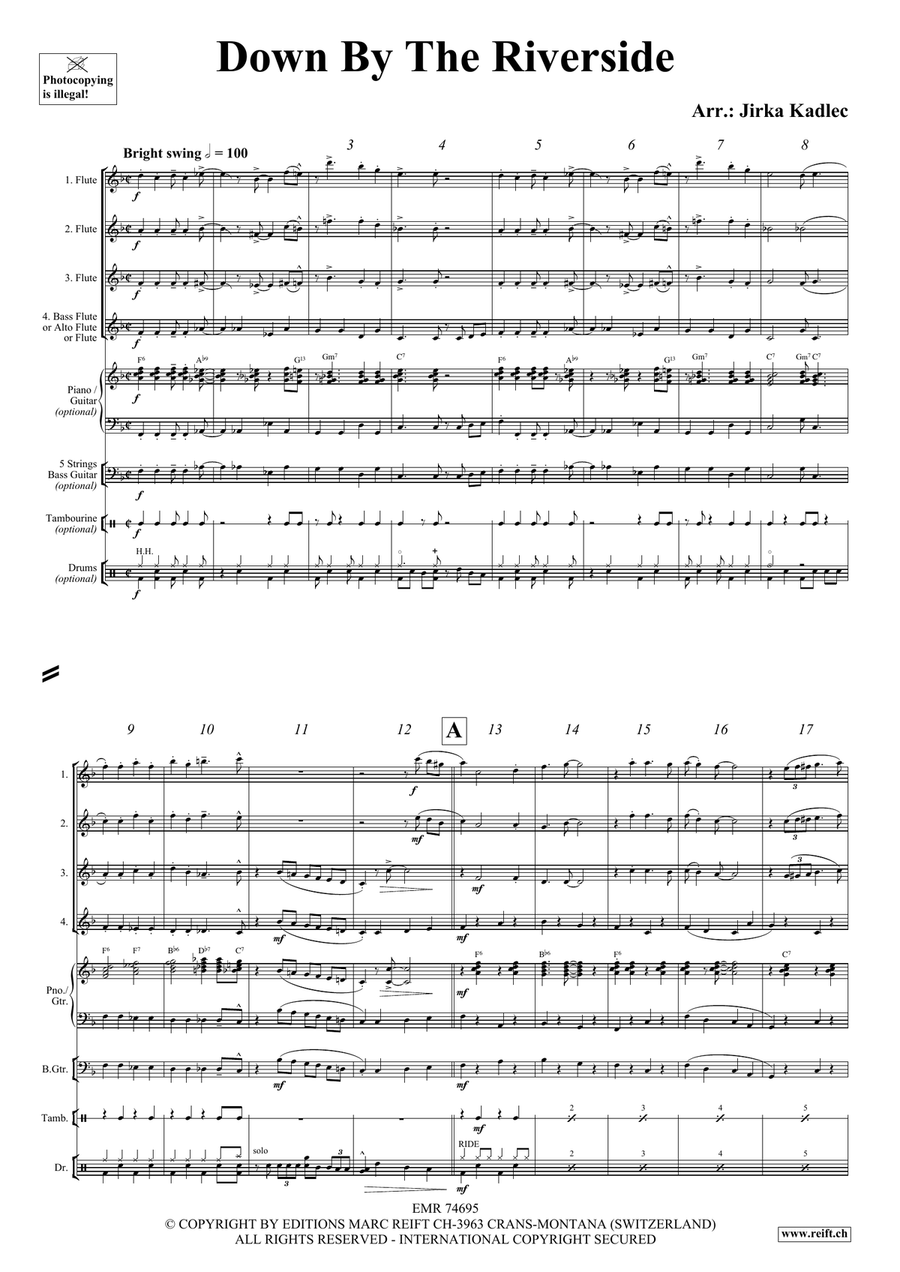 Down By The Riverside Down By The Riverside Flute Quartet scores gallery preview page 3
