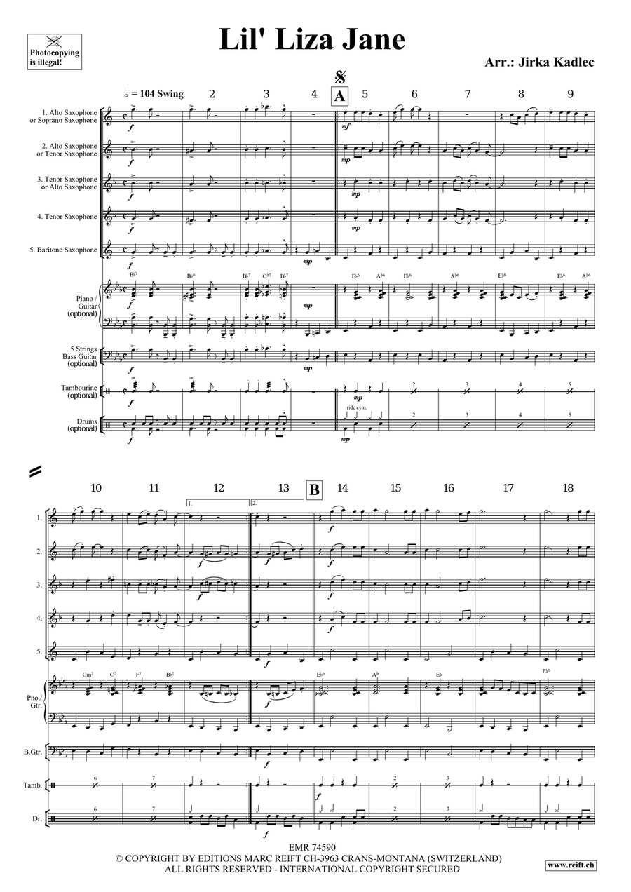 Lil' Liza Jane Lil' Liza Jane Saxophone Quintet scores gallery preview page 3