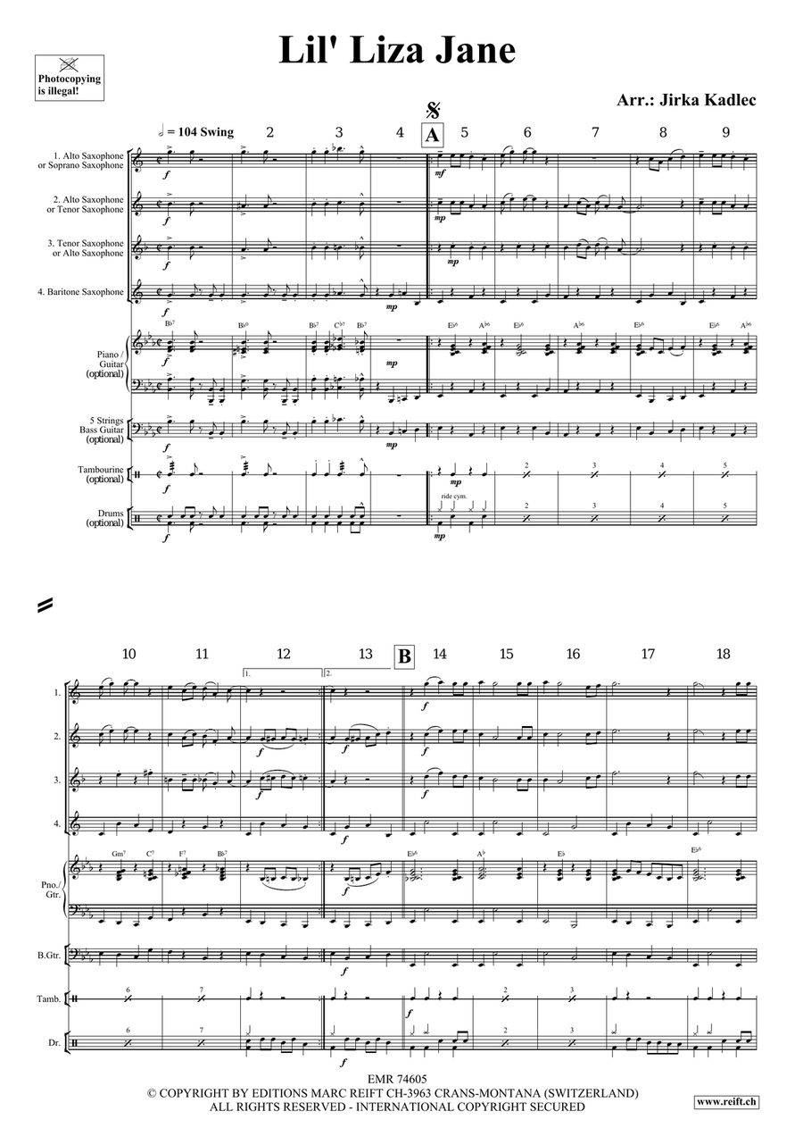 Lil' Liza Jane Lil' Liza Jane Saxophone Quartet scores gallery preview page 3