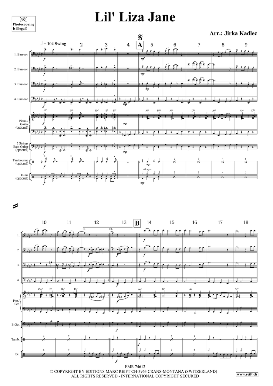 Lil' Liza Jane Lil' Liza Jane Bassoon Quartet scores gallery preview page 3